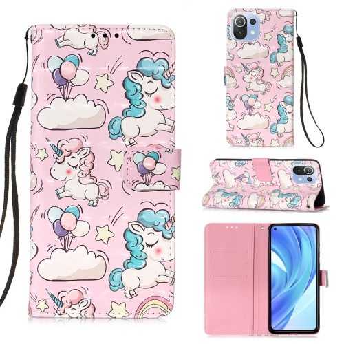 For Xiaomi Mi 11 Lite 3D Painting Horizontal Flip Leather Case with Holder & Card Slot & Wallet & Lanyard(Pink Pony)