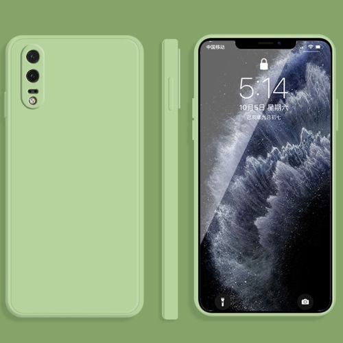 For Huawei P20 Solid Color Imitation Liquid Silicone Straight Edge Dropproof Full Coverage Protective Case(Matcha Green)