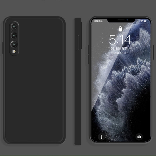 For Huawei P20 Pro Solid Color Imitation Liquid Silicone Straight Edge Dropproof Full Coverage Protective Case(Black)