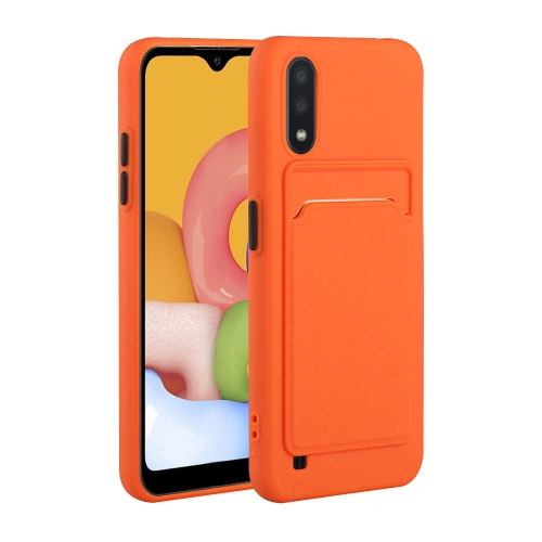 For Samsung Galaxy A01 Card Slot Design Shockproof TPU Protective Case(Orange)