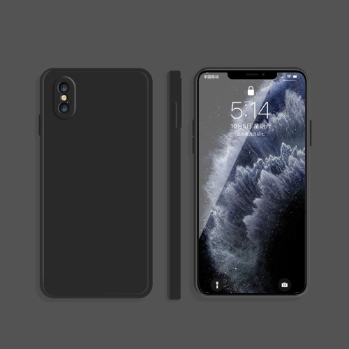 Solid Color Imitation Liquid Silicone Straight Edge Dropproof Full Coverage Protective Case For iPhone X / XS(Black)