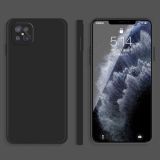 For OPPO A92s Solid Color Imitation Liquid Silicone Straight Edge Dropproof Full Coverage Protective Case(Black)