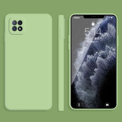 For OPPO A72 Solid Color Imitation Liquid Silicone Straight Edge Dropproof Full Coverage Protective Case(Matcha Green)