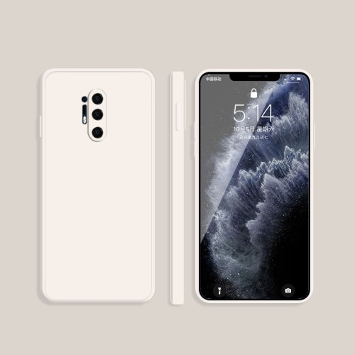 For OnePlus 8 Pro Solid Color Imitation Liquid Silicone Straight Edge Dropproof Full Coverage Protective Case(White)