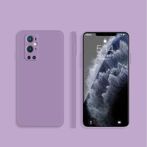 For OnePlus 9 Pro Solid Color Imitation Liquid Silicone Straight Edge Dropproof Full Coverage Protective Case(Purple)