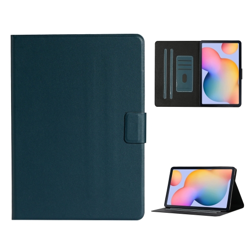 For Samsung Galaxy Tab A7 Lite 8.7 (2021) T220 Pure Color Horizontal Flip Leather Case with Card Slots & Holder & Lanyard(Dark Green)