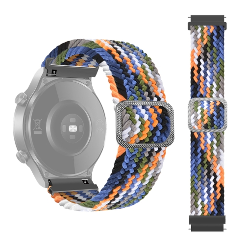 20mm Universal Adjustable Nylon Braided Elasticity Replacement Strap Watchband(Colorful Denim)
