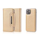 Litchi Texture Horizontal Flip Buckle Detachable Magnetic PU Leather Case with Card Slots & Wallet & Photo Frame For iPhone 12 / 12 Pro (Gold)