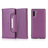 For Samsung Galaxy Note10 / Note10 5G Litchi Texture Horizontal Flip Buckle Detachable Magnetic PU Leather Case with Card Slots & Wallet & Photo Frame(Purple)