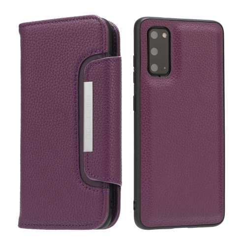 For Samsung Galaxy S20 Litchi Texture Horizontal Flip Buckle Detachable Magnetic PU Leather Case with Card Slots & Wallet & Photo Frame(Purple)