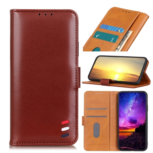 For Motorola Moto G60 / G40 Fusion 3-Color Pearl Texture Magnetic Buckle Horizontal Flip PU Leather Case with Card Slots & Wallet & Holder(Brown)