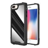 Stainless Steel Metal PC Back Cover + TPU Heavy Duty Armor Shockproof Case For iPhone 8 Plus / 7 Plus(Mirror Black)
