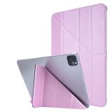 Silk Texture Horizontal Deformation Flip Leather Case with Holder For iPad Pro 12.9 2021(Pink)