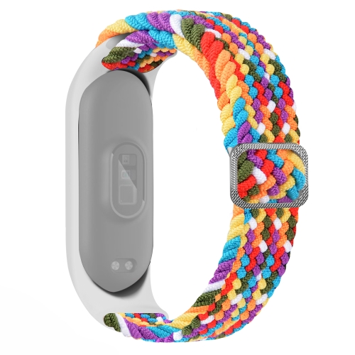 For Xiaomi Mi Band 6 / 5  / 4 / 3 Adjustable Nylon Braided Elasticity Replacement Strap Watchband(Rainbow)