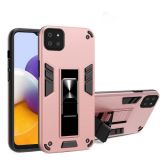 For Samsung Galaxy A22 5G 2 in 1 PC + TPU Shockproof Protective Case with Invisible Holder(Rose Gold)