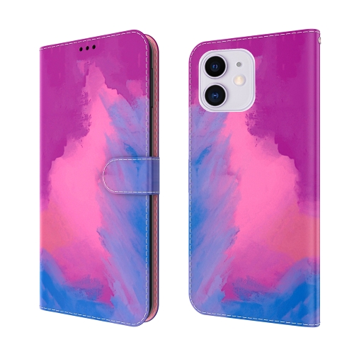 Watercolor Pattern Horizontal Flip Leather Case with Holder & Card Slot & Wallet For iPhone 11(Purple Red)