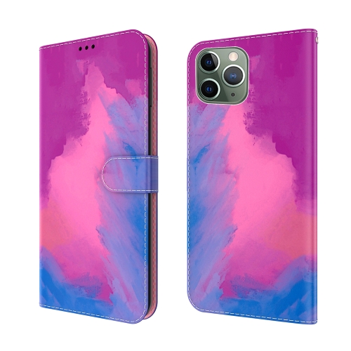 Watercolor Pattern Horizontal Flip Leather Case with Holder & Card Slot & Wallet For iPhone 11 Pro Max(Purple Red)