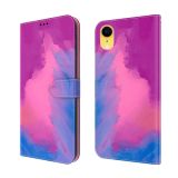 Watercolor Pattern Horizontal Flip Leather Case with Holder & Card Slot & Wallet For iPhone XR(Purple Red)