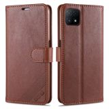 For OPPO A53 5G AZNS Sheepskin Texture Horizontal Flip Leather Case with Holder & Card Slots & Wallet(Brown)