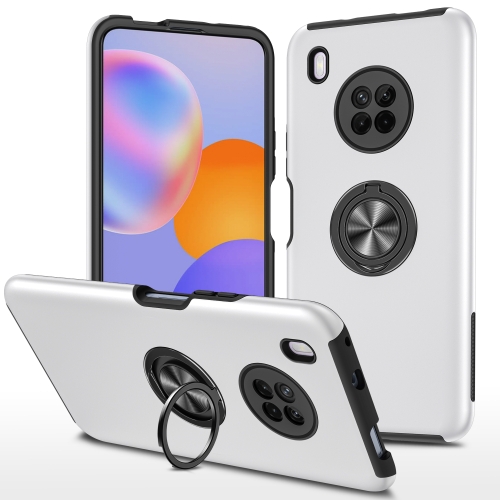 For Huawei Y9a PC + TPU Shockproof Magnetic Protective Case with Invisible Ring Holder(Silver)