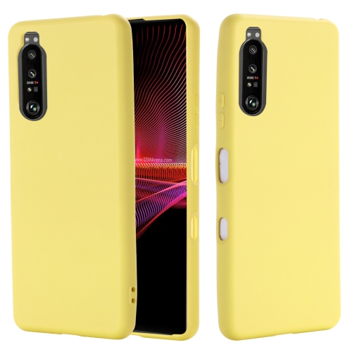 For Sony Xperia 1 III Pure Color Liquid Silicone Shockproof Full Coverage Case(Yellow)