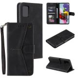 For Samsung Galaxy A72 Stitching Calf Texture Horizontal Flip Leather Case with Holder & Card Slots & Wallet(Black)