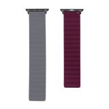 Silicone Magnetic Replacement Strap Watchband For Apple Watch Series 6 & SE & 5 & 4 40mm / 3 & 2 & 1 38mm(Grey+Wine Red)