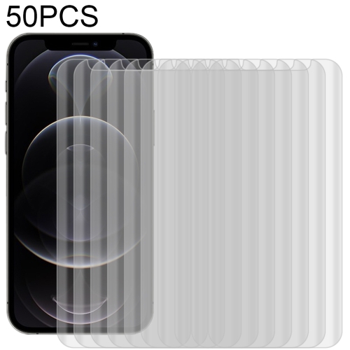 50 PCS 3D Curved Silk-screen PET Full Coverage Protective Film For iPhone 12 / 12 Pro(Transparent)