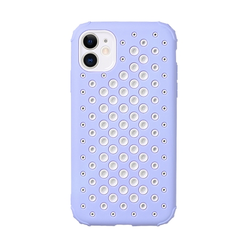 Candy Color Mesh Heat Dissipation TPU Protective Case For iPhone 11(Purple)
