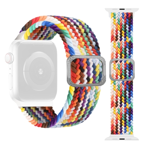 Buckle Braided Elastic Strap Watchband For Apple Watch Series 6 & SE & 5 & 4 44mm / 3 & 2 & 1 42mm(Rainbow Color)