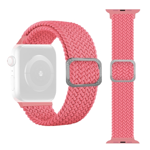 Buckle Braided Elastic Strap Watchband For Apple Watch Series 6 & SE & 5 & 4 40mm / 3 & 2 & 1 38mm(Pink)