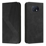 For Xiaomi Redmi Note 9 5G / Note 9T Skin Feel Magnetic S-type Solid Color Horizontal Flip Leather Case with Holder & Card Slot & Wallet(Black)