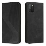 For Xiaomi Poco M3 Skin Feel Magnetic S-type Solid Color Horizontal Flip Leather Case with Holder & Card Slot & Wallet(Black)