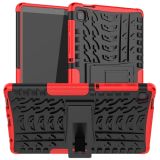 For Samsung Galaxy Tab A7 Lite Tire Texture Shockproof TPU+PC Protective Case with Holder(Red)