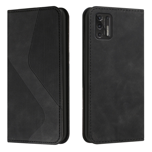 For Motorola Moto G Stylus 2021 Skin Feel Magnetic S-type Solid Color Horizontal Flip Leather Case with Holder & Card Slot & Wallet(Black)