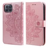 For OPPO F17 Pro / A93 4G / Reno4 Lite 7-petal Flowers Embossing Pattern Horizontal Flip PU Leather Case with Holder & Card Slots & Wallet & Photo Frame(Rose Gold)