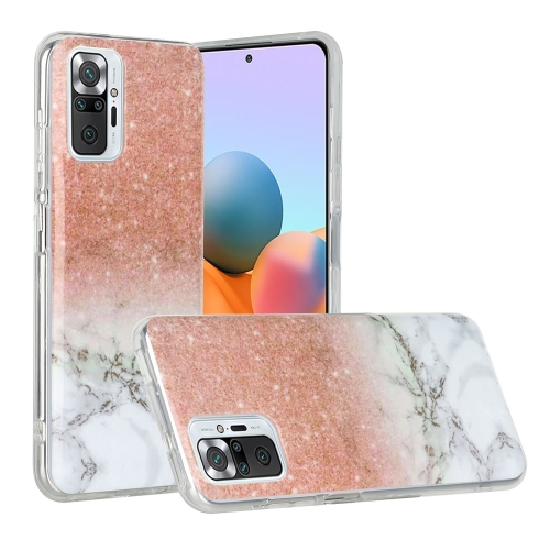 For Xiaomi Redmi Note 10 Pro Marble Pattern Soft TPU Protective Case(White Gold)