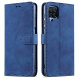 For Samsung Galaxy A12 5G AZNS Skin Feel Calf Texture Horizontal Flip Leather Case with Card Slots & Holder & Wallet(Blue)