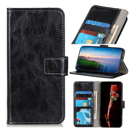 For Google Pixel 6 Pro Retro Crazy Horse Texture Horizontal Flip Leather Case with Holder & Card Slots & Photo Frame & Wallet(Black)