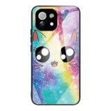 For Xiaomi Mi 11 Lite Colorful Painted Glass Shockproof Protective Case(Big eyes animal)