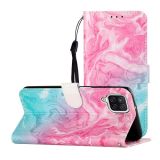 For Samsung Galaxy A22 4G Colored Drawing Marble Pattern Horizontal Flip PU Leather Case with Holder & Card Slots & Wallet(Pink Green Marble)