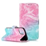 For Samsung Galaxy A22 5G Colored Drawing Marble Pattern Horizontal Flip PU Leather Case with Holder & Card Slots & Wallet(Pink Green Marble)