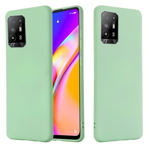 For OPPO F19 Pro+ 5G / A94 5G / Reno5 Z Pure Color Liquid Silicone Shockproof Full Coverage Case(Green)