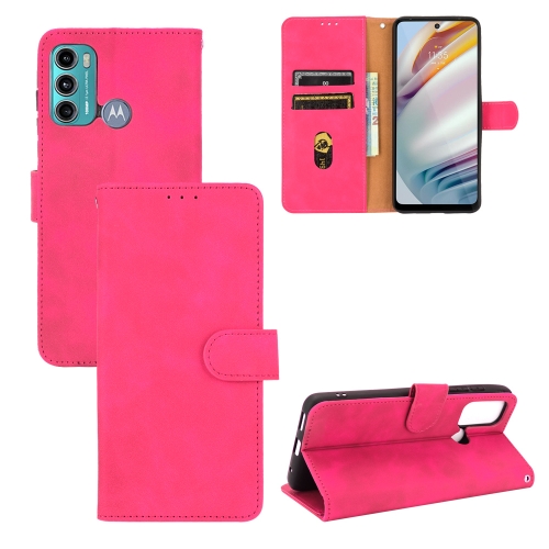 For Motorola Moto G60 / G40 Fusion Solid Color Skin Feel Magnetic Buckle Horizontal Flip Calf Texture PU Leather Case with Holder & Card Slots & Wallet(Rose Red)