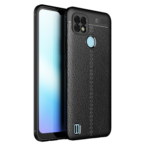 For OPPO Realme C21 Litchi Texture TPU Shockproof Case(Black)