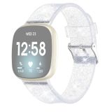 For Fitbit Versa 3 Glitter Powder Silicone Replacement Strap Watchband(White)