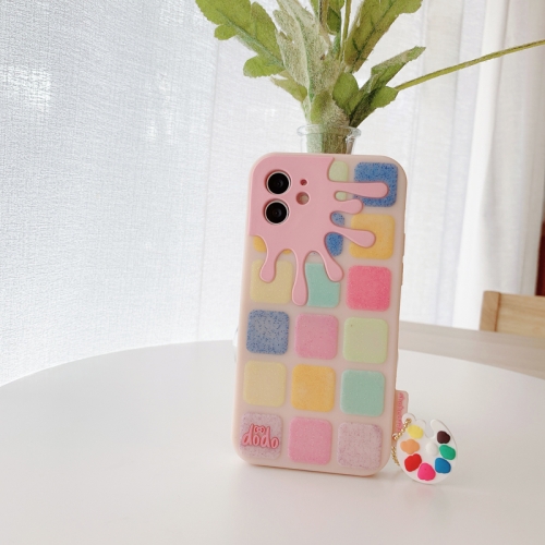 Color Small Lattice Pattern Silicone Protective Case iPhone 12 Pro Max(Pink)