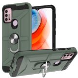 For Motorola Moto G10 / G30 War-god Armor TPU + PC Shockproof Magnetic Protective Case with Ring Holder(Deep Green)