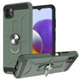 For Samsung Galaxy A22 5G War-god Armor TPU + PC Shockproof Magnetic Protective Case with Ring Holder(Deep Green)