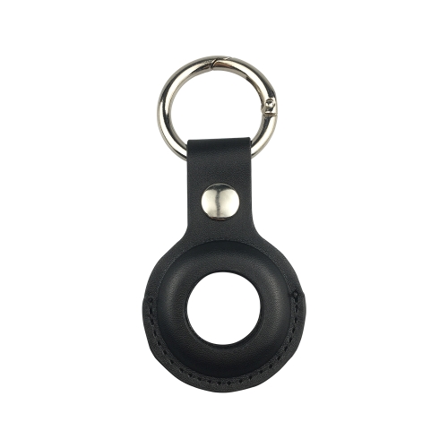 Shockproof Anti-scratch Leather Protective Case Cover Key Chain with Hang Loop For AirTag(Black)